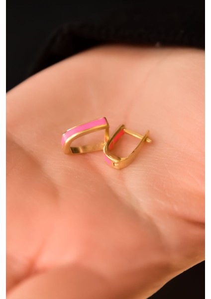 Papatya Silver 925 Ayar Gümüş Gold Kaplama Sarı Mineli Dikdörtgen Halka Küpe fiyatları