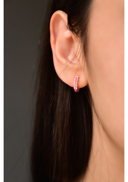 Papatya Silver 925 Ayar Gümüş Gold Kaplama Sarı Mineli Dikdörtgen Halka Küpe fırsatları