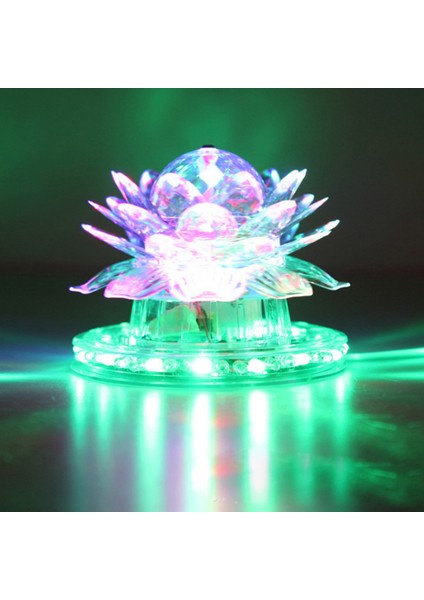 Çiçek Görünümlü Lotus 220V Rgb LED Döner Disko Topu Gece Lambası