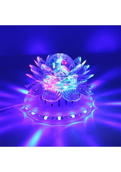 Çiçek Görünümlü Lotus 220V Rgb LED Döner Disko Topu Gece Lambası