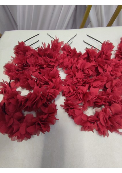 Lazer Çiçekli Bordo Kına Tacı