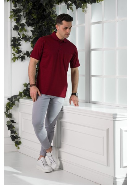 Klasik Kalıp Polo Yaka Cepli Merserize Erkek T-Shirt
