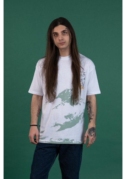 Oversize Baskılı Sıfır Yaka Erkek Penye T-Shirt modelleri