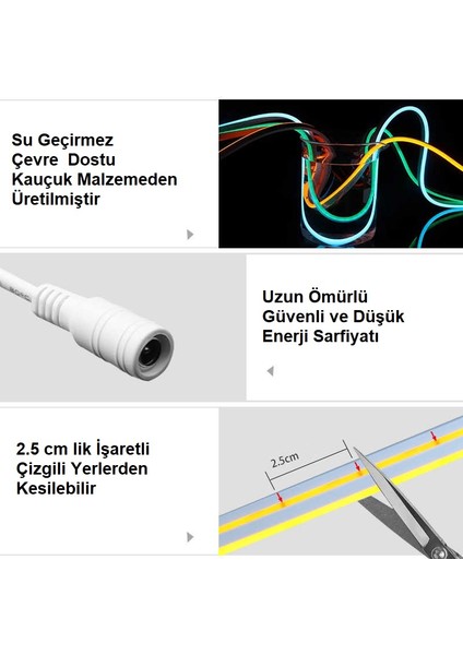 Neon LED Işık Süper Parlak Kumandalı Tüp LED - Beyaz - 3metre