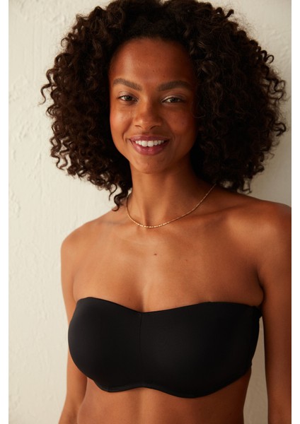 Siyah Basic Straplez Bikini Üstü