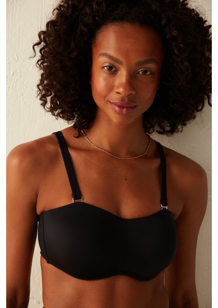Siyah Basic Straplez Bikini Üstü