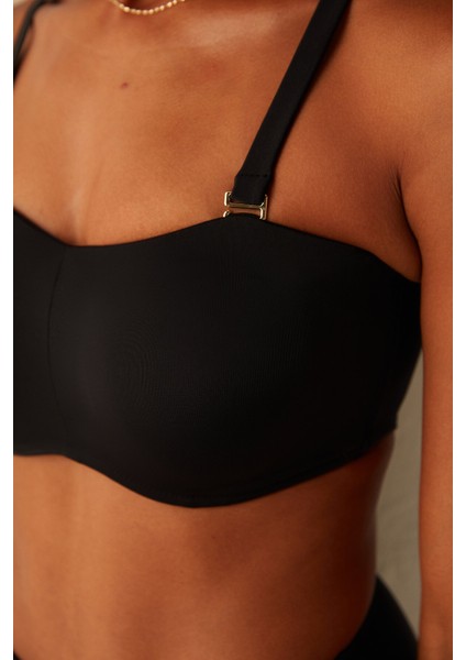 Siyah Basic Straplez Bikini Üstü