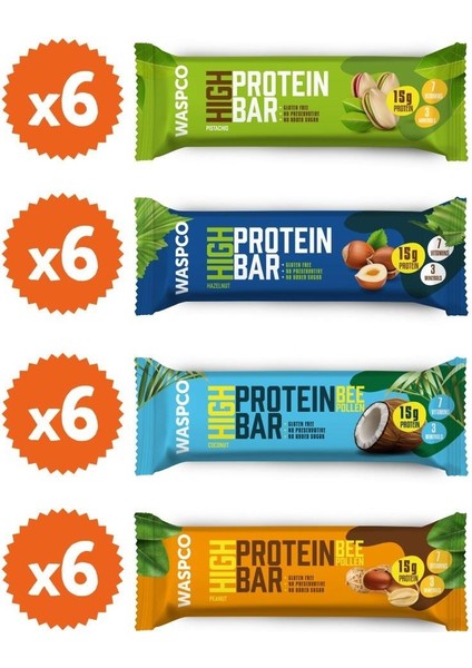 Yüksek Protein Bar Karma Set 4 Çeşit 50 gr 24'lü