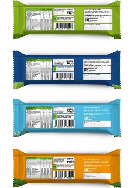 Yüksek Protein Bar Karma Set 4 Çeşit 50 gr 24'lü