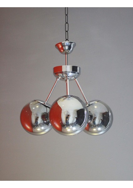 Sarmaşık Krom Füme Camlı 3'lü Avize