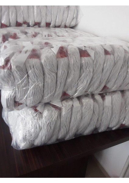 Yedek Paspas İpli Mop Başlığı % 100 Pamuklu Beyaz Optik İplikten 5 Adet