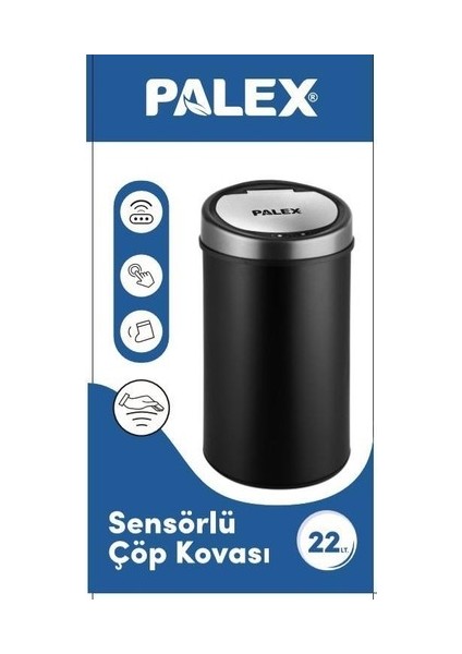 Sensörlü Çöp Kovası Siyah USB Şarjlı 22 Lt