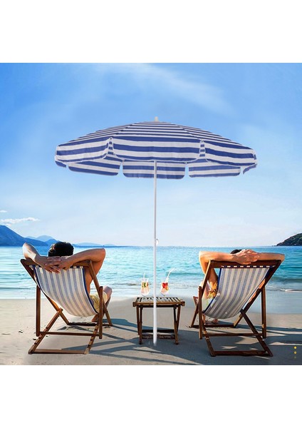 200 cm Plaj Şemsiyesi, Bahçe Şemsiyesi, Balkon Şemsiyesi, Eğilebilen Şemsiye-MAVİ