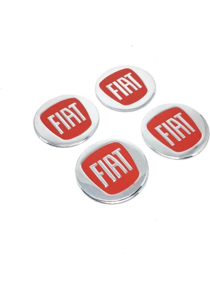 Fiat Jant Göbeği Alüminyum Sticker Yapıştırma 60mm 4'lü Set