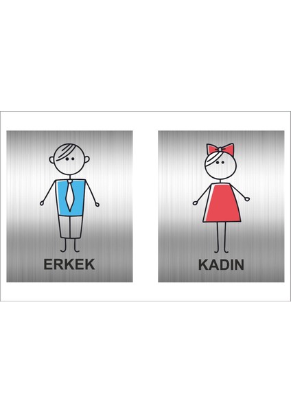 Wc Tuvalet Tabelası Kapı ve Duvar Yönlendirme Levhası 10X12 cm Metal Levha