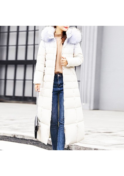 Günlük Kışlık Tam Boy Şişme Kadın Mont BT180BEYAZ