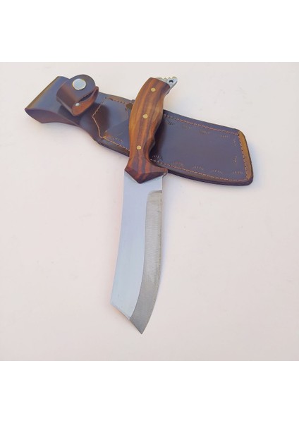 El Yapımı Tanto Bıçak Kamp Bıçağı Kök Ceviz Kabze Paslanmaz Av Bıçağı Deri Kılıflı Satır Bıçak