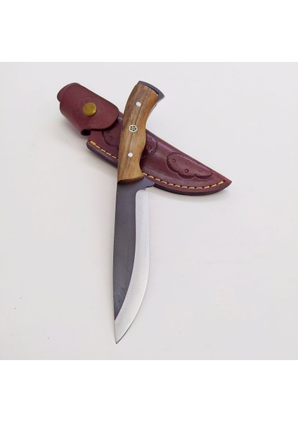 El Yapımı Bushcraft Kamp Bıçağı Kök Ceviz Kabze Paslanmaz Av Bıçağı Deri Kılıflı fiyatları