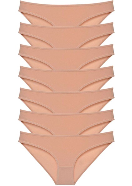 7 Adet Süper Eko Set Likralı Kadın Slip Külot Ten