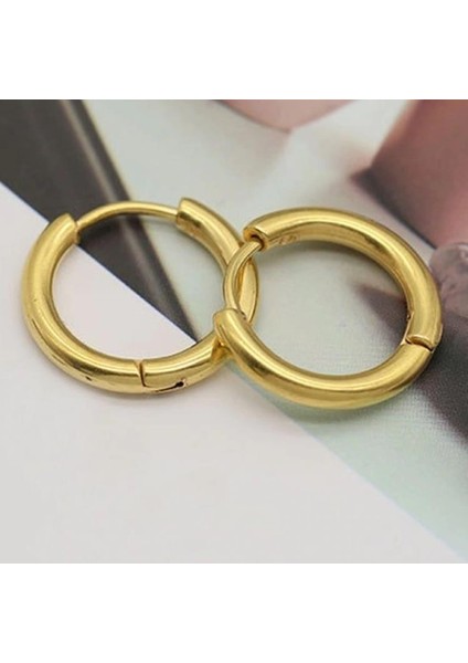 Unisex Çelik Gümüş Renk Halka Küpe