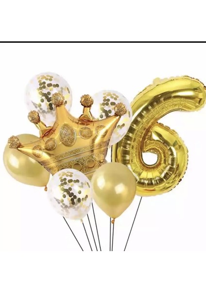 Gold 6 Yaş Kral Tacı Folyo Balon Set