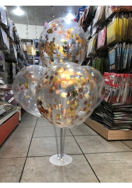 Rose Gold ve Gold Karışık Konfetili Şeffaf Balon 12 Inç 8 Adet