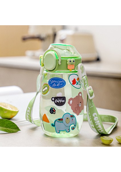 Çocuk Su Bardağı Basit Taşınabilir Karikatür Hasır Bardak Anti Güz Spor Plastik Bardak 420 ml. (Yurt Dışından)