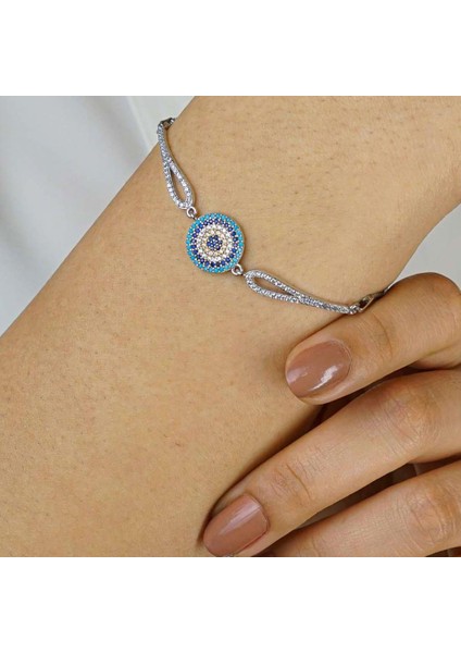 Nazar Kelepçe Model 925 Ayar Gümüş Kadın Bileklik