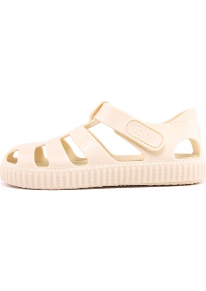 Çocuk Fildişi Sandalet Yaz Sezonu İçin Düz Topuklu Tekstil Malzeme Kız Çocuk