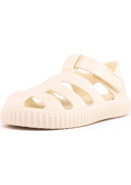 Çocuk Fildişi Sandalet Yaz Sezonu İçin Düz Topuklu Tekstil Malzeme Kız Çocuk fiyatları