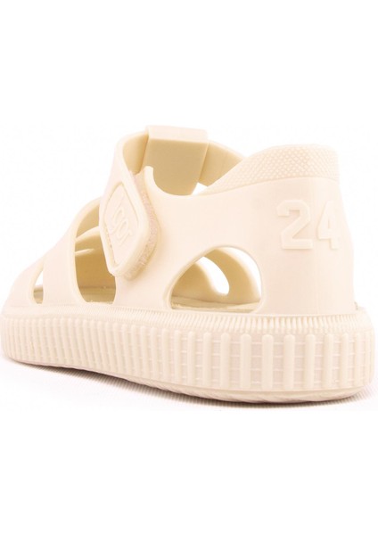 Çocuk Fildişi Sandalet Yaz Sezonu İçin Düz Topuklu Tekstil Malzeme Kız Çocuk modelleri