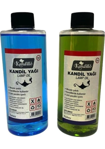 Mavi Yeşil Kandil Yağı Kokusuz Dumansız Iç Mekan Gaz Lambası Yakıtı 250 ml 2'li Set