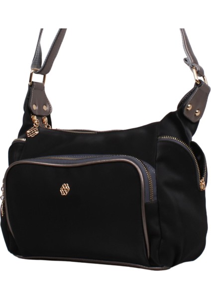 1398 Siyah Kurşun Suni Deri Bayan Çapraz Omuz Çantası