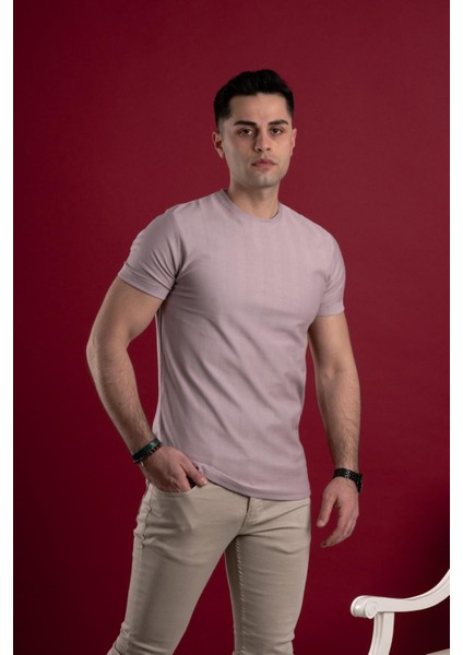 Slimfit Kendinden Desenli Erkek Penye T-Shirt fiyatları