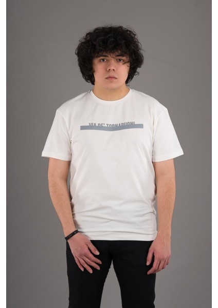 Sıfır Yaka Baskılı Pamuklu Erkek Penye T-Shirt modelleri