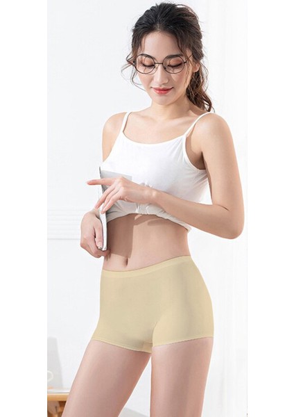 2 Adet Kadın Dikişsiz Görünmez Iz Yapmaz Mini Şort Boxer Ten