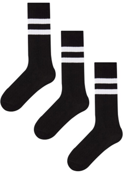 Mem Socks 3'lü Çizgili Çocuk Dizaltı Çorap