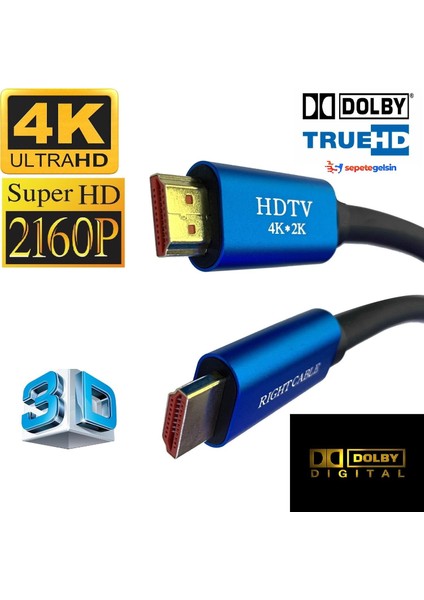 5metre Altın Uçlu 4K 3D HDMI Kablo