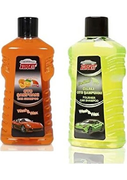 Autokit Cilalı Oto Şampuanı 1 Lt 2'li Set Autokit 2'li