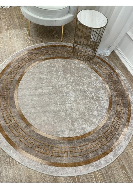 Klasik Desen Yuvarlak Clorisa Çizgili Lateks Deri Taban Saçaksız Salon Halısı fiyatları