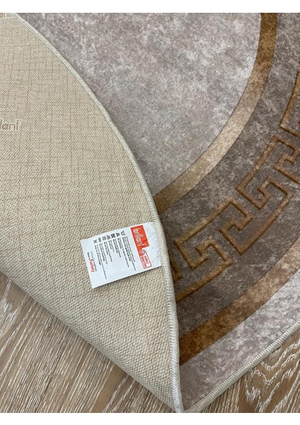 Klasik Desen Yuvarlak Clorisa Çizgili Lateks Deri Taban Saçaksız Salon Halısı modelleri