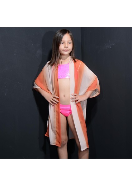 Tedz Collection Paredora Terracota Krem  Anne Kız Kimono Pareo