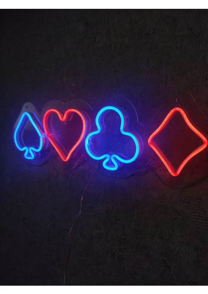 İskambil Poker Neon Şekiller Neon Tabela Dekoratif Aydınlatma