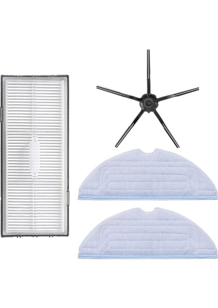 Roborock S7 Sonic Mopping Uyumlu 4 Parça Yedek Filtre Fırça Seti Siyah