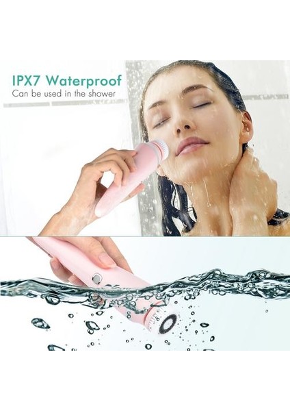 Elektrik 4in1 Yüz Temizleme Fırça Sonic Blackhead Peeling Silikon Yüz Temizleyici Cilt Sıkma Masaj Home Spa Cilt Bakımı | Elektrikli Yüz Temizleme Cihazları (Pembe)
