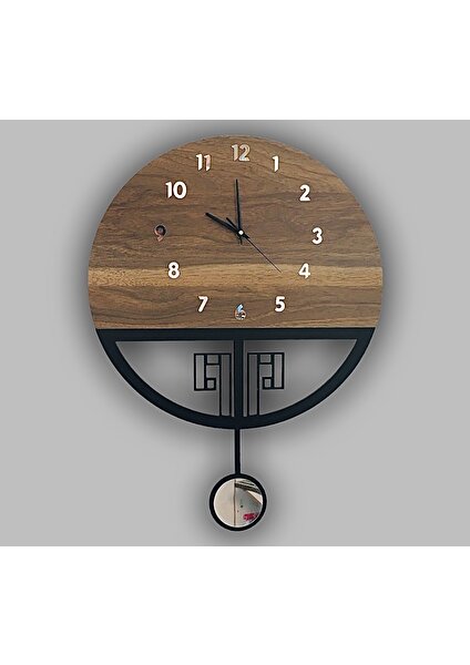 STE Desing Sarkaçlı Ahşap Duvar Saati,sarkaçlı Saat, Duvar Saati, Wooden Wall Clock (Tiktak Sesli)