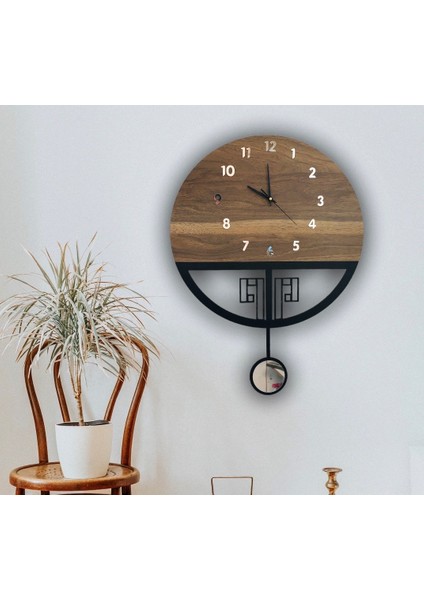 STE Desing Sarkaçlı Ahşap Duvar Saati,sarkaçlı Saat, Duvar Saati, Wooden Wall Clock (Tiktak Sesli)