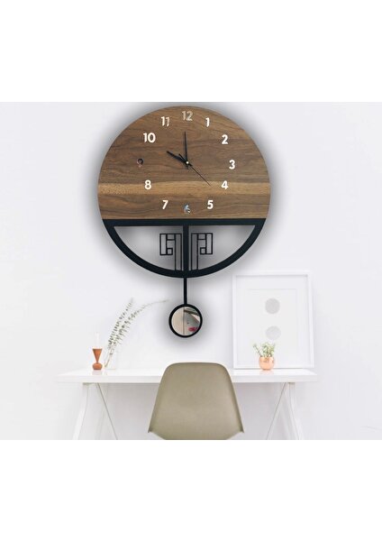 STE Desing Sarkaçlı Ahşap Duvar Saati,sarkaçlı Saat, Duvar Saati, Wooden Wall Clock (Tiktak Sesli)