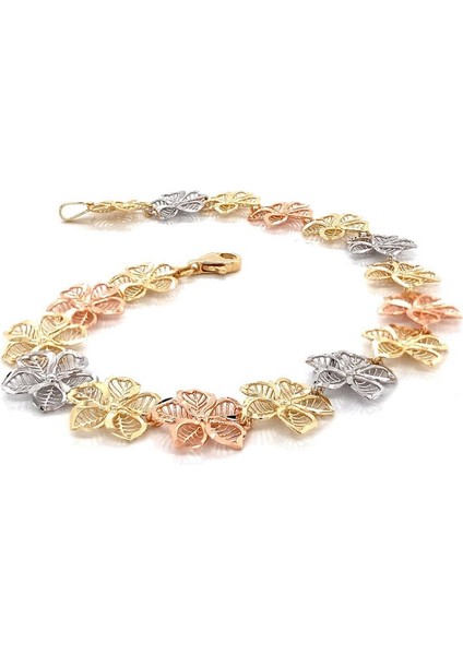 Çiçek Sıralı Kabartma Altın Bileklik 14 Ayar