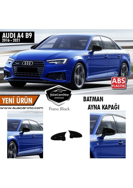 Audi A4 B9 Sinyalli 2016-2021 Batman Yarasa Ayna Kapağı Piano Black Abs Plastik